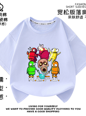 repo游戏儿童休闲纯棉短袖多色t恤男女童上衣宽松夏季圆领新款潮