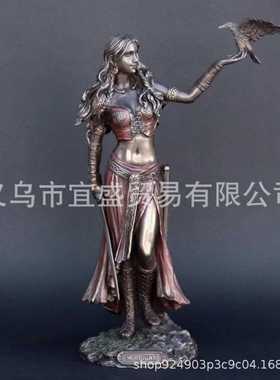跨境新款 女神仿铜雕像猫鼠门把鬼头杯 树脂工艺品 居家摆件装饰