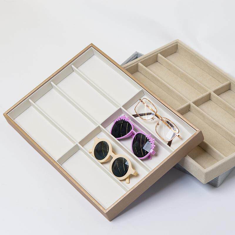 现货眼镜展示盒太阳镜展示架眼镜收纳盒展示盘木盒厂家