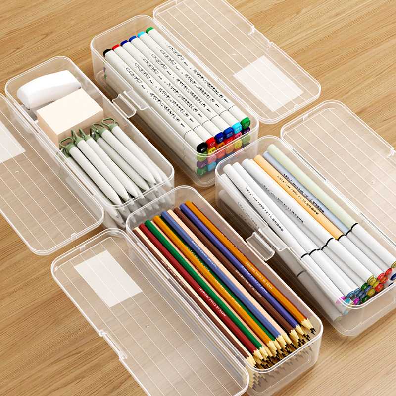 铅笔蜡笔收纳盒桌面文具素描笔透明文具盒儿童学生桌面笔盒大容量