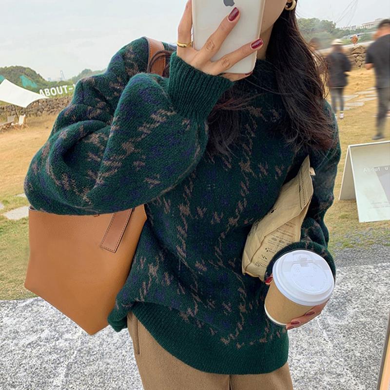 秋冬季2025年新款圣诞节酒红色毛衣女批发复古韩系温柔风慵懒