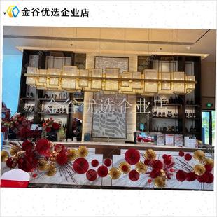 公司大厅美容院前台纸扇花艺马年装饰布置新春氛围X大堂背景墙布\