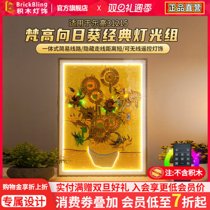 适用于乐高31215ART梵高向日葵展示盒相框积木灯饰防尘罩灯光配件