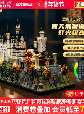 BrickBling适用乐高建筑系列展示盒21063新天鹅城堡积木灯饰改装