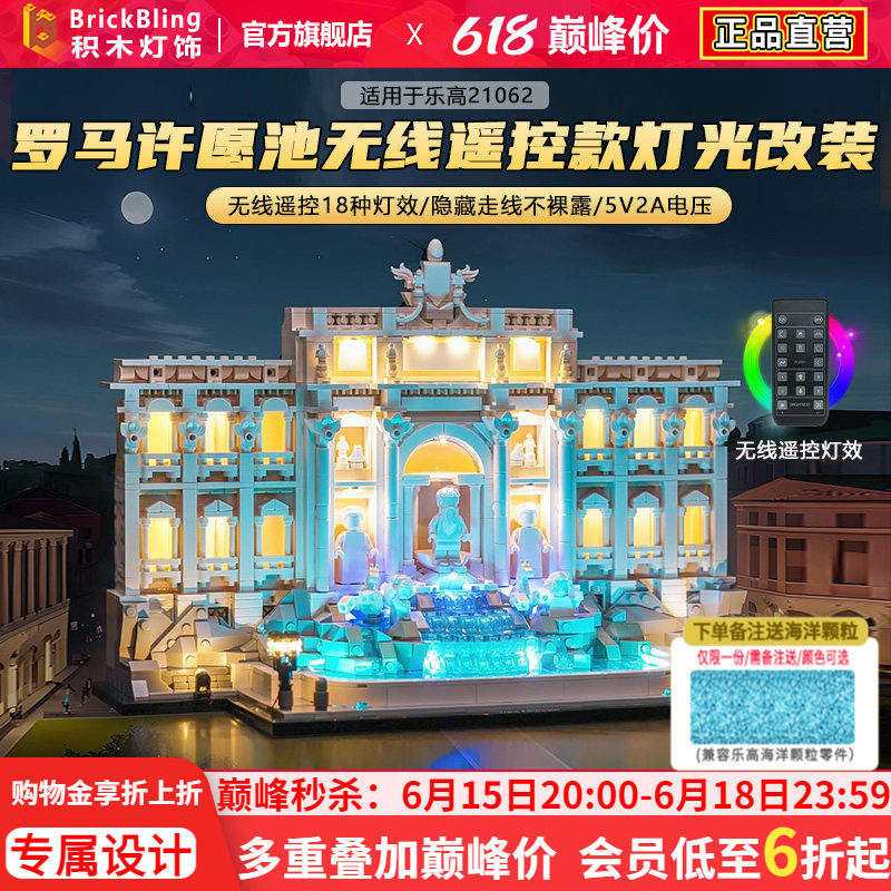 适用于乐高21062罗马许愿池建筑系列灯光组灯饰diy亚克力展示盒子