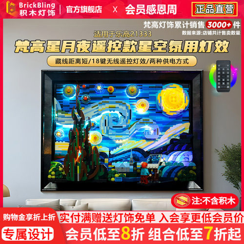 适用于乐高21333梵高灯光展示盒