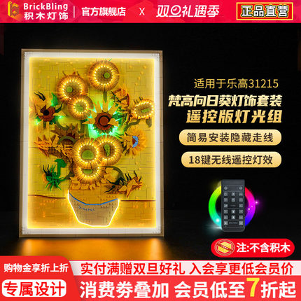 适用乐高梵高向日葵31215灯光艺术ART21333星月夜积木灯饰展示盒
