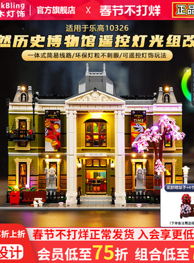 Brick Bling适用乐高10326灯饰自然历史博物馆灯光DIY配件展示盒