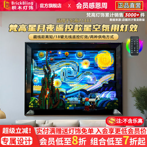 适用于乐高21333梵高灯光展示盒