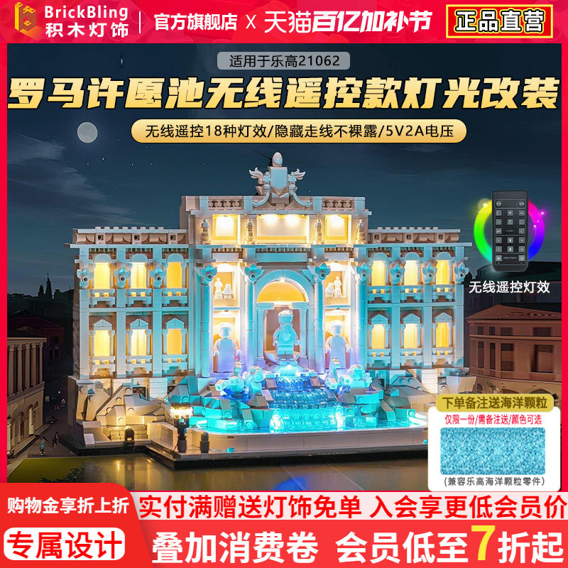 适用于乐高21062罗马许愿池建筑系列灯光组灯饰diy亚克力展示盒子