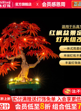 适用于乐高植物花束系列10348红枫盆景灯光组积木盆栽灯饰组件diy
