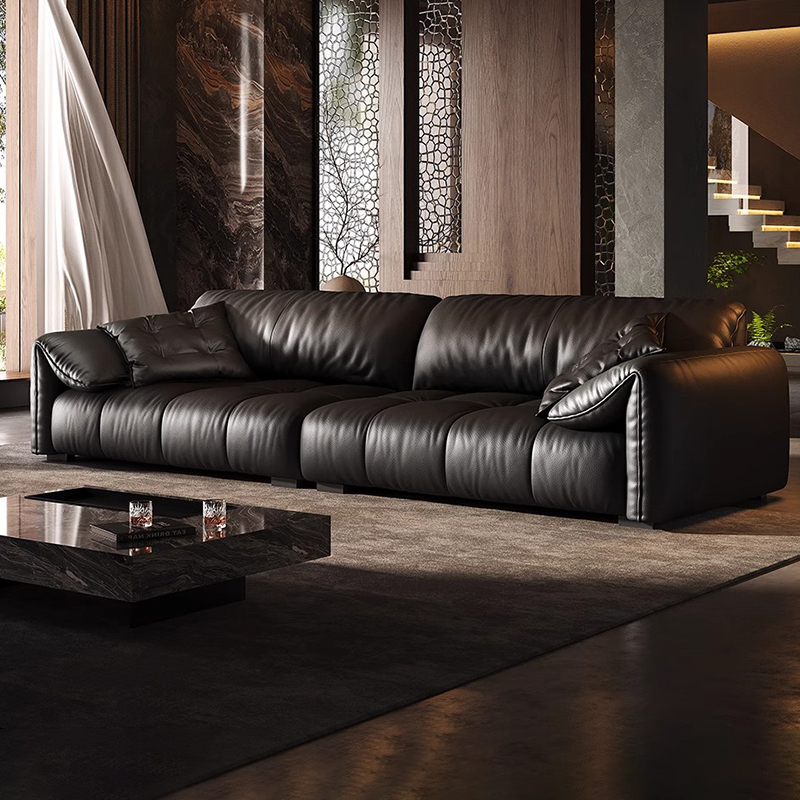 大象耳朵沙发真皮头层牛皮意式极简钢琴键大小户型客厅直排轻奢风