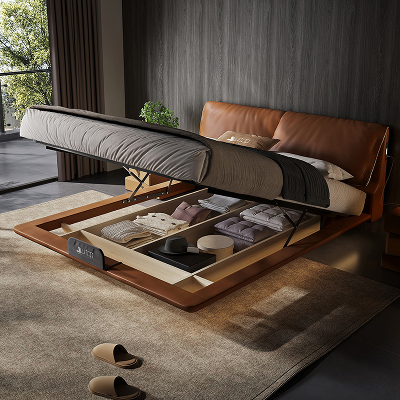 2025新款大象耳朵床可拆洗真皮软包靠背悬浮床2米x2米2主卧双人床