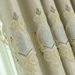 【】绣花成f品窗帘遮光布纱配套客厅布帘卧室阳台窗帘布u.