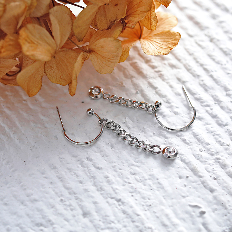 欧美风轻奢链条锆钻耳环独特优雅