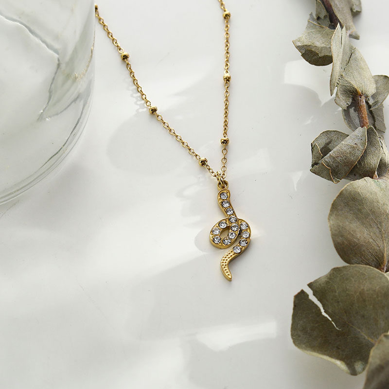 欧美轻奢满钻设计镶嵌镀金项链