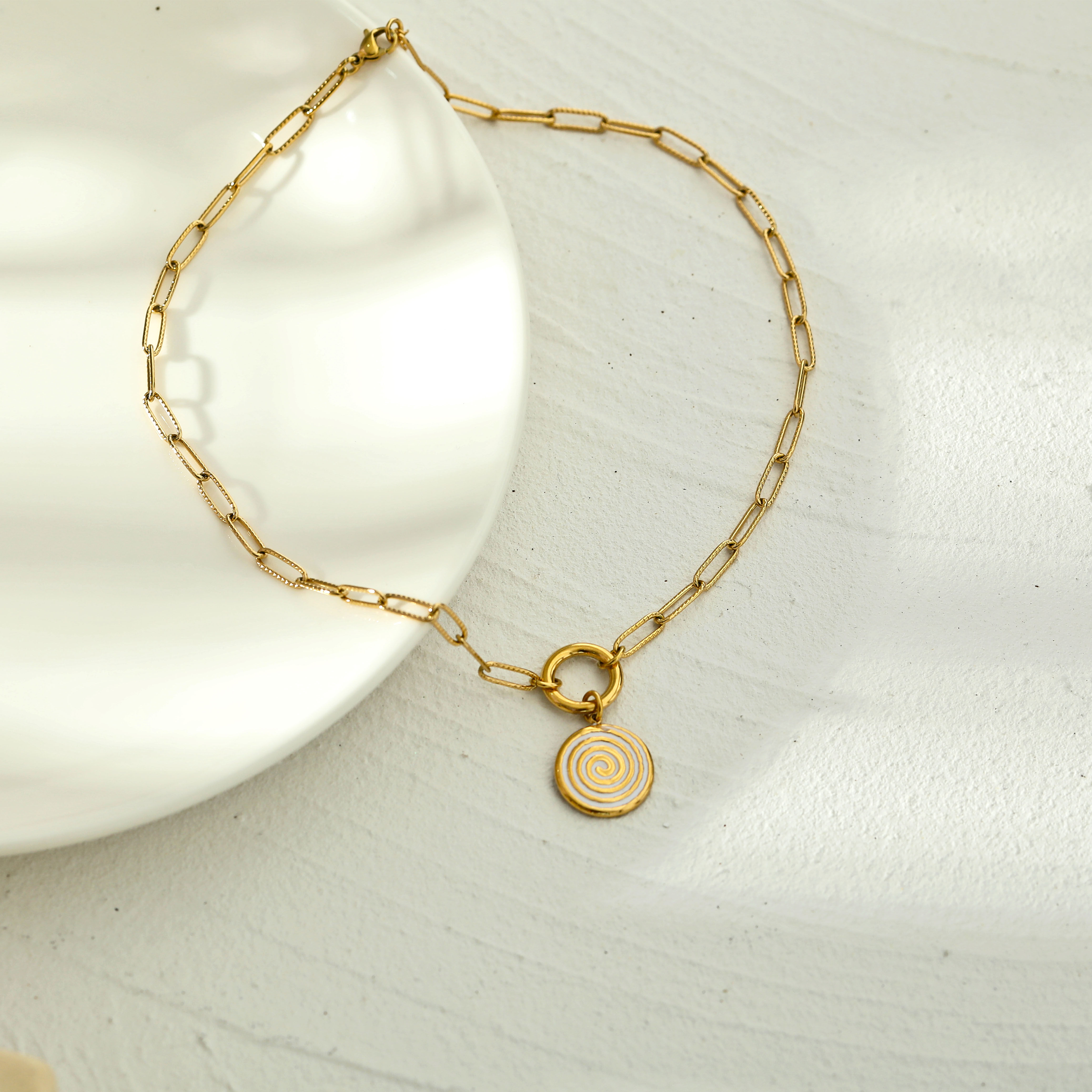 18K镀金复古项链毛衣链珐琅项链