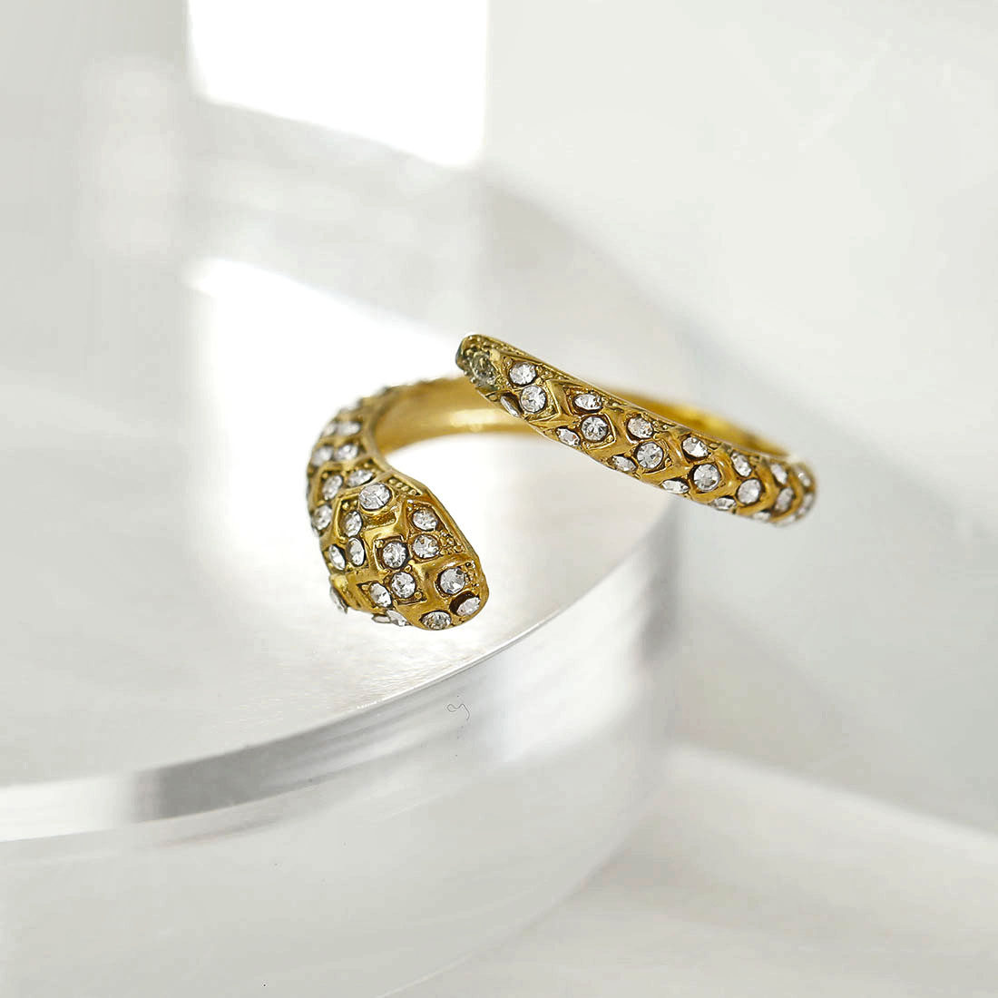 欧美轻奢戒指18K镀金白金满钻