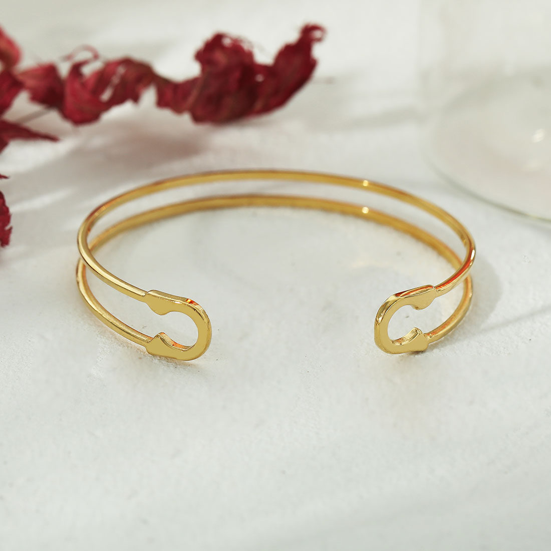 欧美轻奢双环针头18k镀金手镯