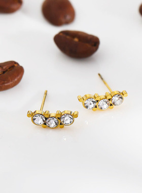 HACKNEY NINE英国伦敦轻奢欧美风镶钻月亮18K镀金独特特色耳钉