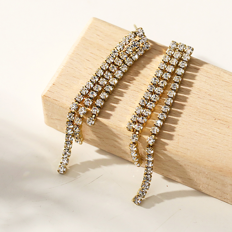 HACKNEY NINE 英国伦敦轻奢欧美风奢华流苏闪钻镶嵌18K镀金耳环