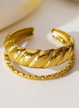 HACKNEY NINE英国伦敦轻奢饰品欧美Ins风双环简约叠戴18K镀金戒指