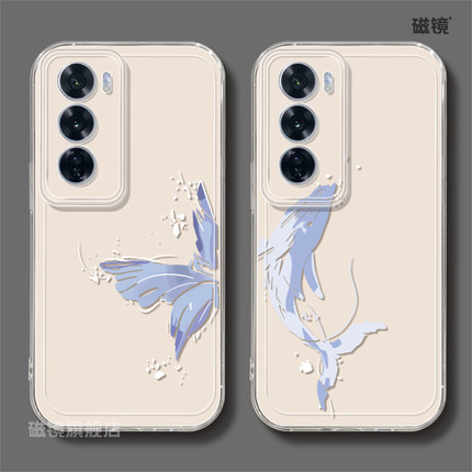 适用OPPOk12手机壳一1加13新款reno13pro蝴蝶鲸鱼findx8透明真我硅胶GT7/6卡通ACE5软K10男A1女a57/a32保护套