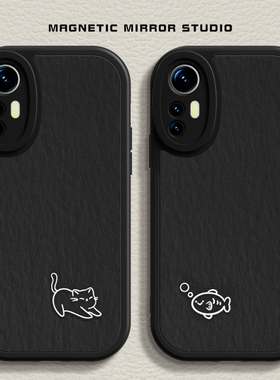 适用红米K70手机壳15ultra新款mix4猫咪和鱼10s液态civi3硅胶note13pro卡通小米17软k60男12x女12spro至尊版9