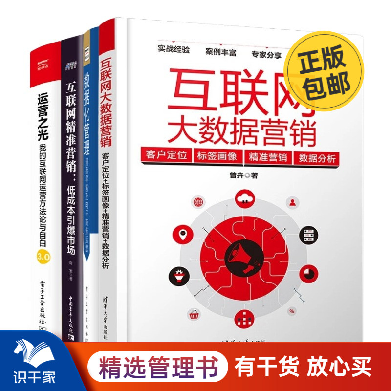 互联网营销方法4本套：互联网大数据营销：客户定位+标签画像+精准营销+数据分析 +数据化管理：洞悉零售及电子商务运营+互联网精