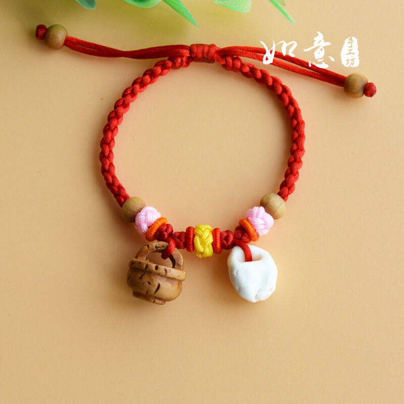 冠司（guansi）锦绳缘儿童婴儿宝宝红绳手链桃核桃篮猪惊骨手绳五