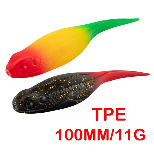 TPR软饵浮水T尾双色8cmzman软虫