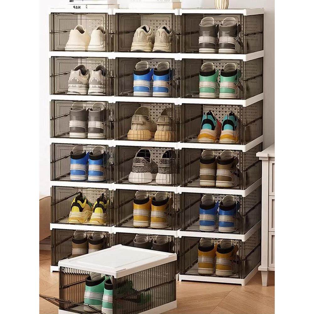 德国折叠鞋盒免安装收纳多层家用塑料透明收纳鞋盒大容量门口鞋架