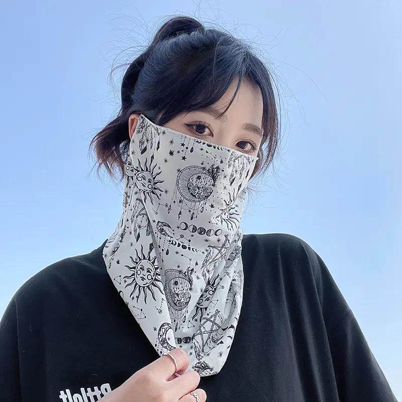 日本冰丝防晒面罩全脸透气夏天防晒脖套男女骑车遮阳面纱