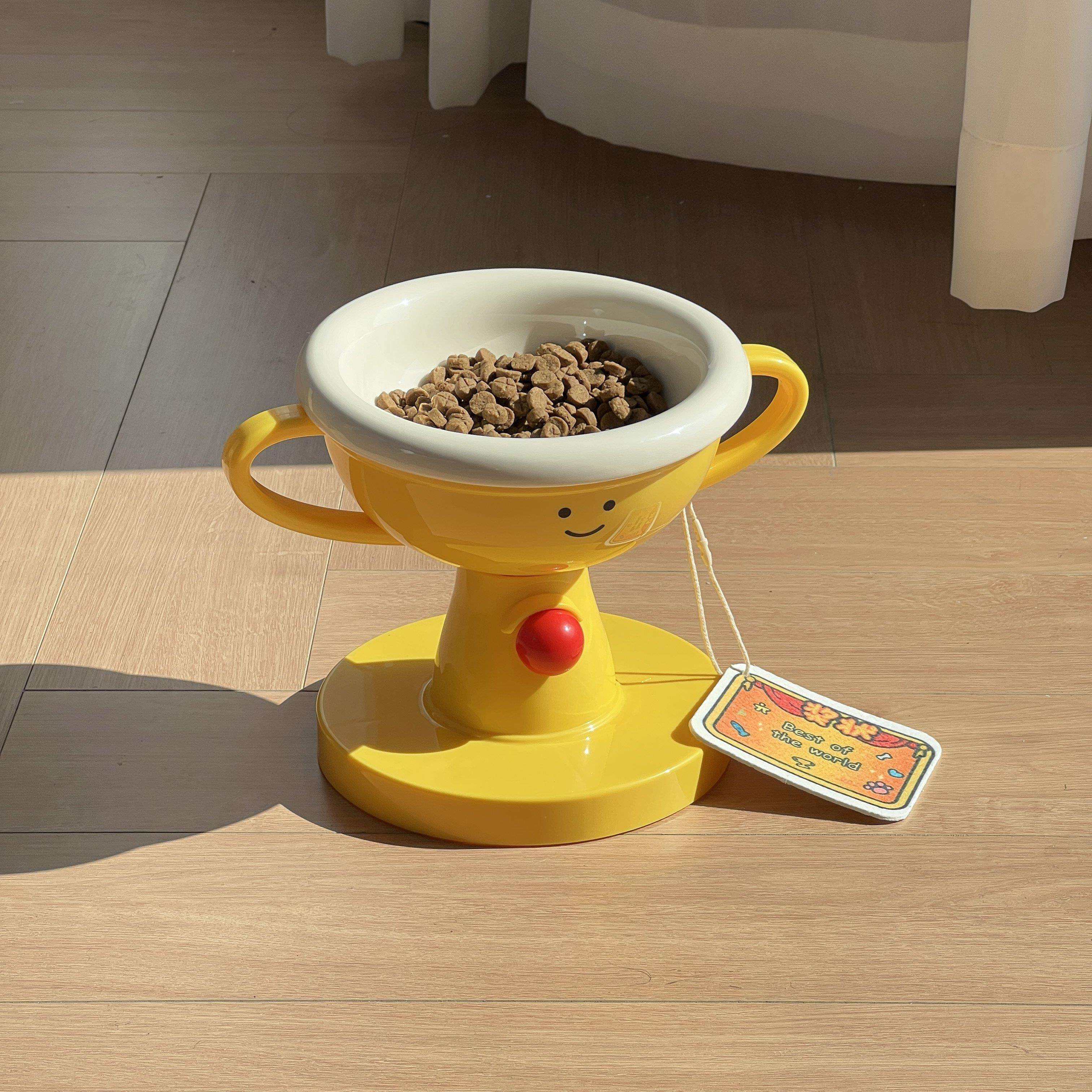 宠物奖杯猫碗家用陶瓷两用宠物碗水碗可升降调节角度带洗碗布猫碗,宠物/宠物食品及用品,猫狗碗/慢食碗,淘宝优惠券,粉丝福利购,淘宝优惠卷