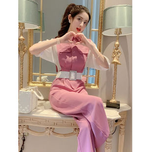 女夏装 气质阔腿连体裤 连衣裤 显瘦短袖 子 收腰修身 高级感粉色连体裤