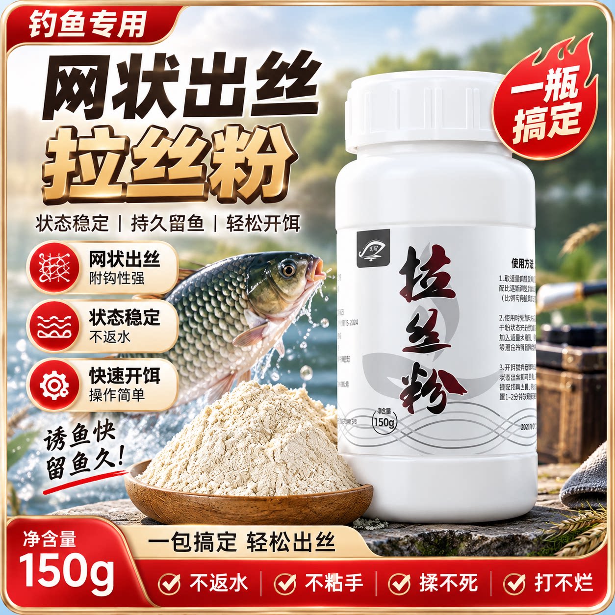 拉丝粉小麦蛋白粉钓鱼拉