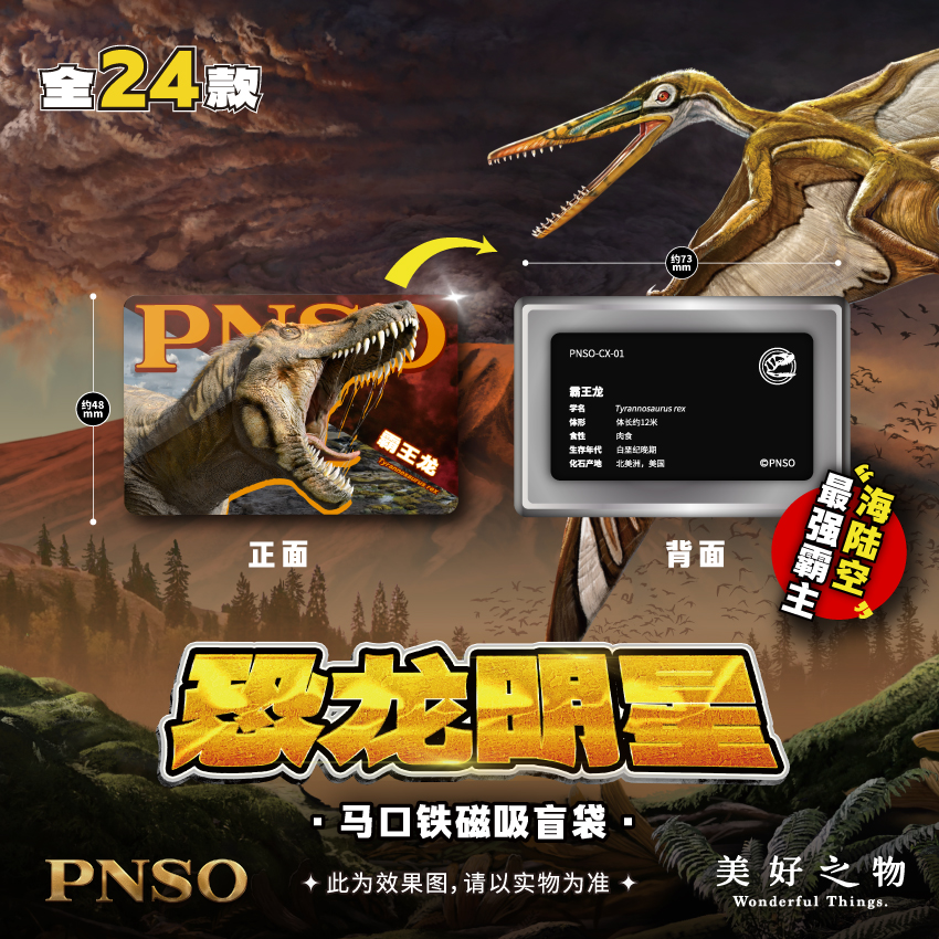 PNSO恐龙明星马口铁磁吸冰箱贴美好之物正版盲袋周边