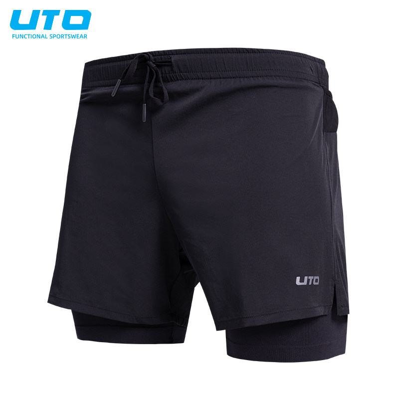 UTO悠途户外运动跑步短裤男二合一压缩裤速干裤女假两件排汗透气,户外/登山/野营/旅行用品,速干裤,淘宝优惠券,粉丝福利购,淘宝优惠卷