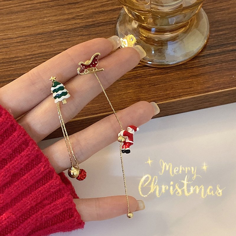Moving Santa Claus Dangle Earrings Unusual Jewelry Christmas