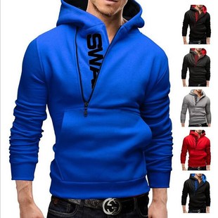 韩版热卖春装时尚斜拉链开衫连帽卫衣男mens hoodie hoody jacket