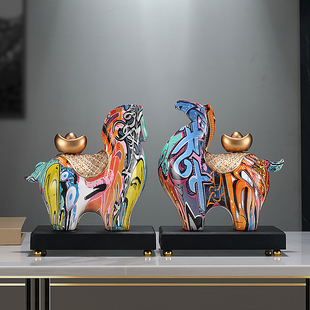 马上有钱马摆件炫彩高档办公室装饰品高档客厅电视柜乔迁开业礼物