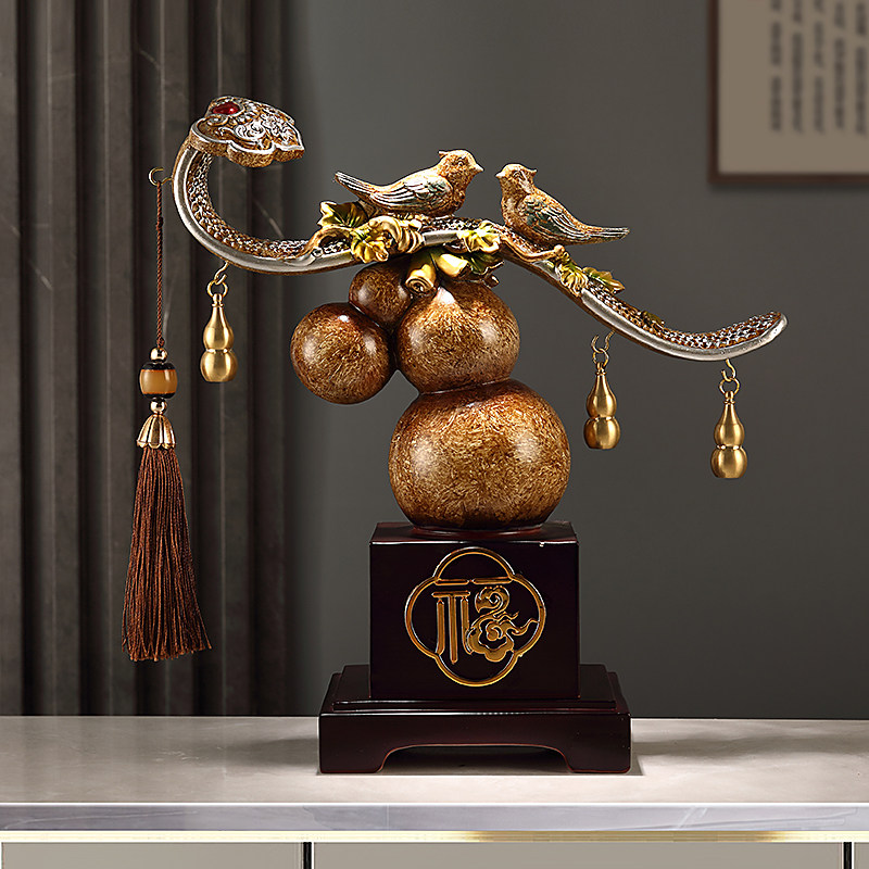 柿柿如意双葫芦摆件新中式客厅电视柜酒柜高档装饰工艺品新居礼物,家居饰品,桌面摆件,淘宝优惠券,粉丝福利购,淘宝优惠卷
