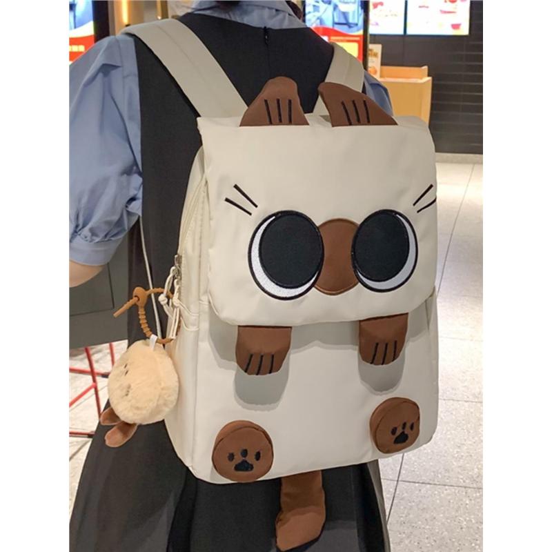 可爱卡通暹罗猫书包女初中生小众设计背包女生大学生高中生双肩包