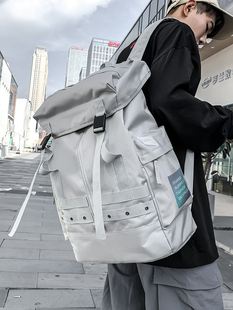 双肩包男大学生港风潮牌ins风男士大容量电脑旅行背包 高中生书包