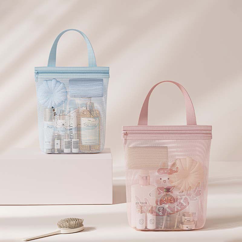 ins手提网纱洗漱包新款简约化妆包女洗浴健身旅行便携透气收纳袋,收纳整理,化妆包,淘宝优惠券,粉丝福利购,淘宝优惠卷