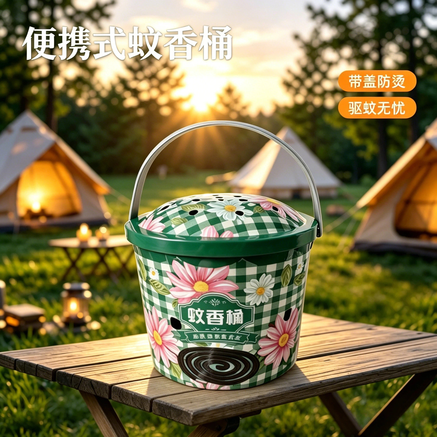 蚊香放置桶手提带盖蚊香盘安全防烫蚊香盒家用室内户外驱蚊神器图片