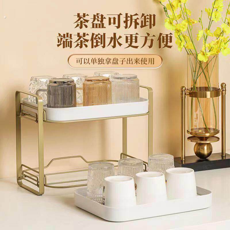 网红杯架子置物架桌面双层托盘收纳水杯茶杯咖啡玻璃杯架沥水家用