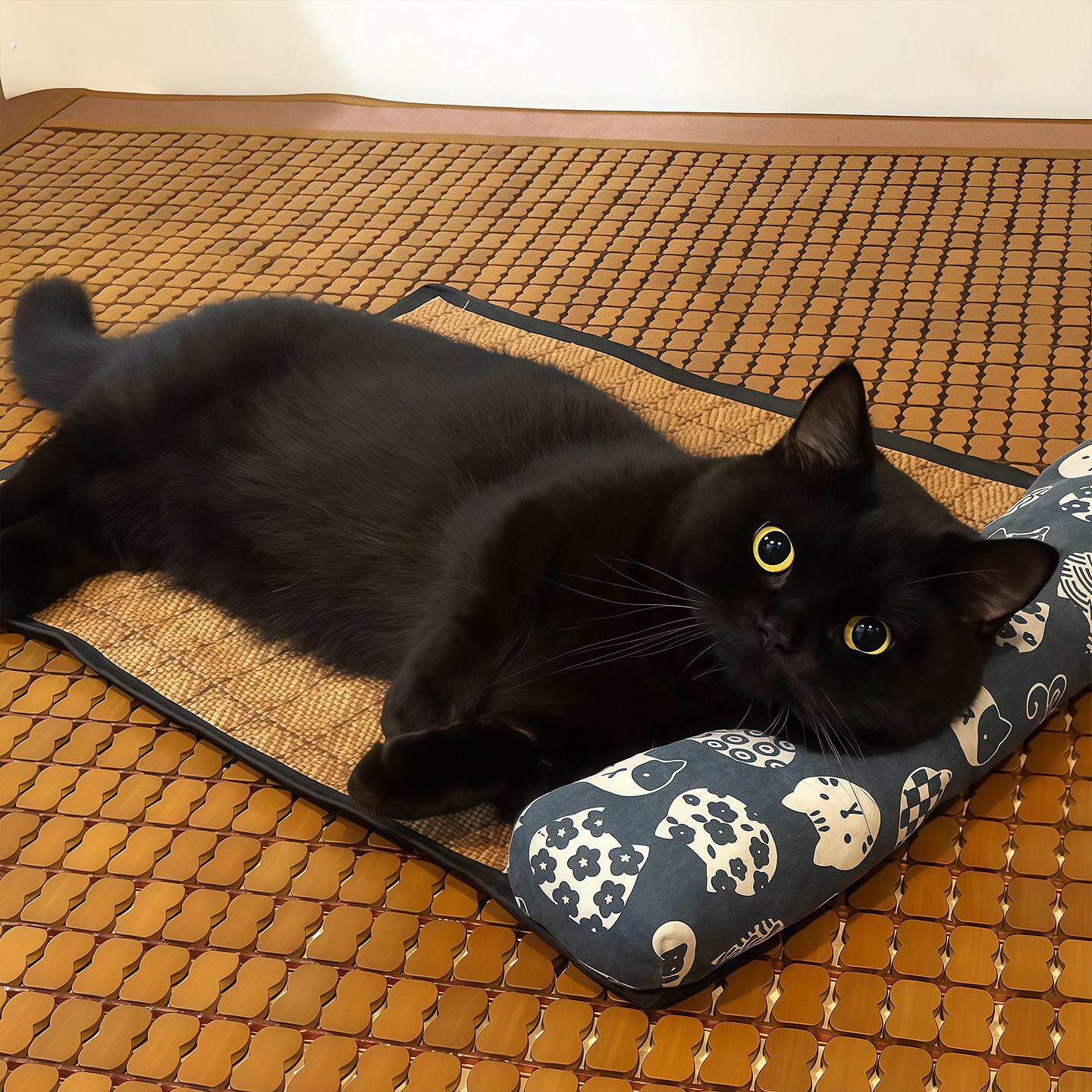 宠物藤编凉席夏季猫咪专用凉席枕头垫夏季宠物猫窝地垫降温神器