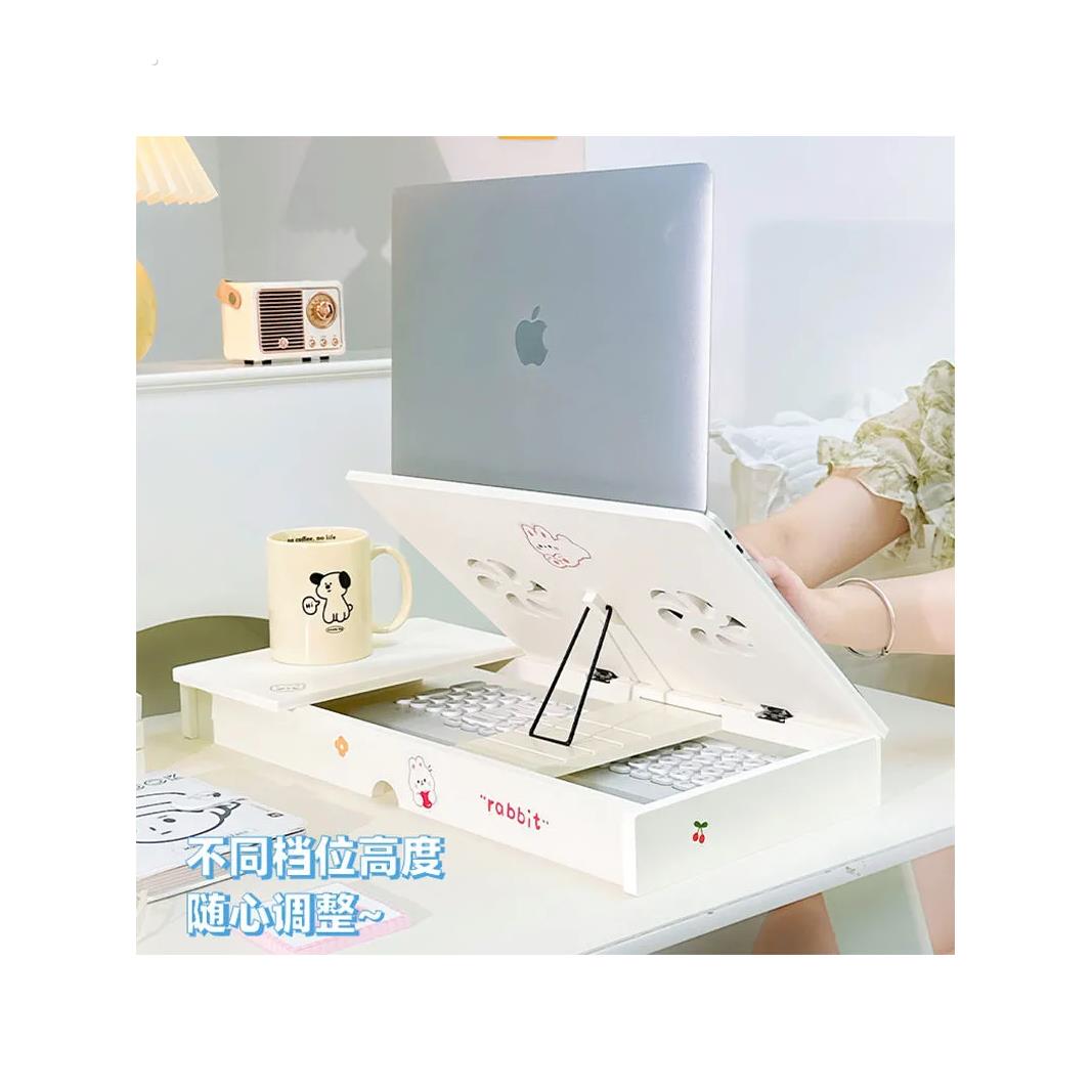 笔记本电脑增高支架镂空散热升降支撑架桌面收纳盒学生宿舍置物架