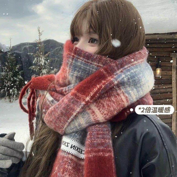 蓝色围巾女款2025新款秋冬季送女朋友生日礼物学生马海毛格子围脖,服饰配件/皮带/帽子/围巾,围巾/丝巾/披肩,淘宝优惠券,粉丝福利购,淘宝优惠卷